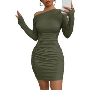 Off The Shoulder Dress for Women Green